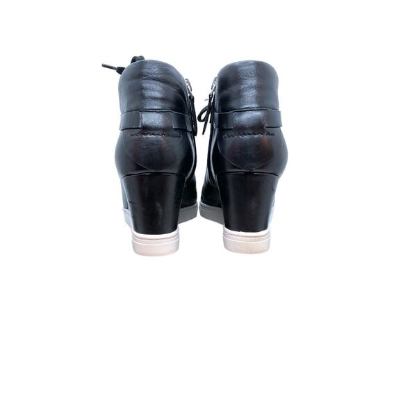 LINEA PAOLO BOOTIES 8.5 M Black Hidden Wedge Sneaker Zip Lace Up Street Style - Picture 14 of 15